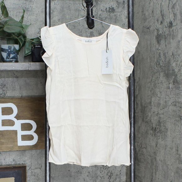 NWT ba&sh Women's Fani Crepe Ruffle Wrap Blouse Large Powder Pink - Picture 3 of 8